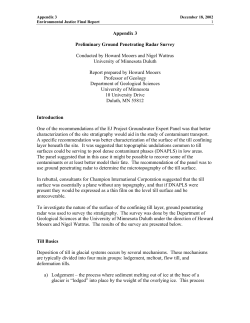 Appendix 3 Preliminary Ground Penetrating Radar Survey