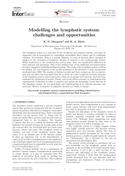 Modelling the lymphatic system: challenges and opportunities