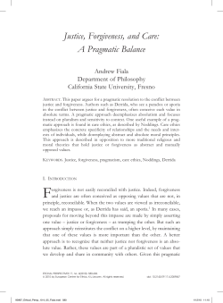 Justice, Forgiveness, and Care: A Pragmatic Balance