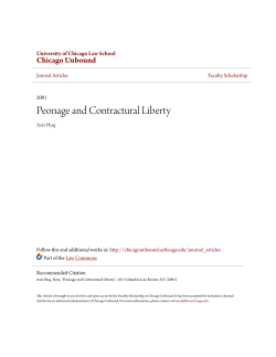 Peonage and Contractural Liberty - Chicago Unbound