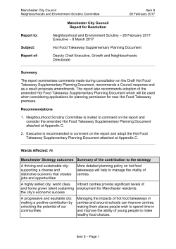 Hot Food Takeaway Supplementary Planning Document