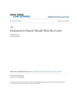 Incitement to Hatred: Should There Be a Limit