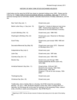 NEW YORK STOCK EXCHANGE SPECIAL CLOSINGS, 1885-date