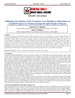 Mitigating the Injustice of the Customary Law Relating to Inheritance