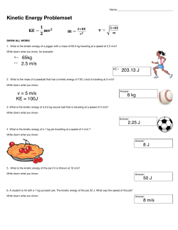 Kinetic and Potential Energy Problem Set