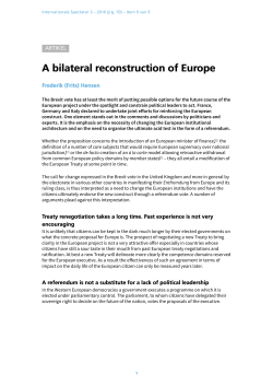 A bilateral reconstruction of Europe | Internationale Spectator 3 &ndash; 2016
