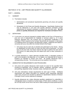 section 01 27 50 &ndash; unit prices and quantity allowances