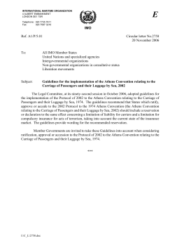 IMO Ref. A1/P/5.01 Circular letter No.2758 20 November 2006 To