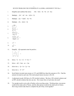 REVIEW PROBLEMS FOR NUMERICAL SKILLS ASSESSMENT TEST