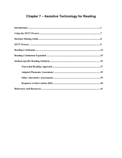 Chapter 7 &ndash; Assistive Technology for Reading