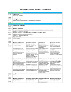 Preliminary Program Metaphor Festival 2016