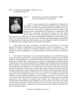 From: A Vindication of the Rights of Women. (1792) By Mary