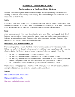 Elizabethan Costume Design Project The