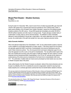 Case Study: Bhopal Plant Disaster