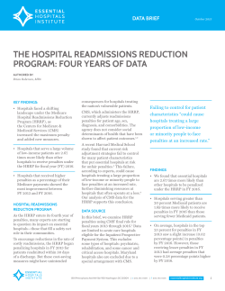 the hospital readmissions reduction program: four years of data