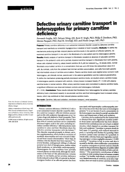 Defective urinary carnitine transport in heterozygotes for