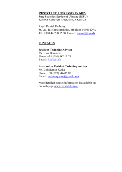 IMPORTANT ADDRESSES IN KIEV State Statistics Service of