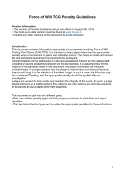 Force of Will TCG Penalty Guidelines