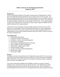 GRCC Cut Scores for the Redesigned 2016 SAT August 22, 2016