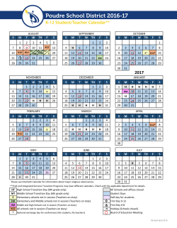 School Calendar - Poudre School District