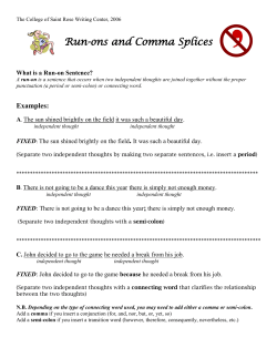 Run-ons and Comma Splices - The College of Saint Rose