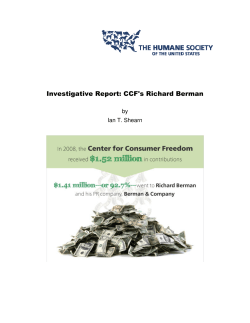 Investigative Report: CCF`s Richard Berman