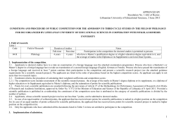 1 APPROVED BY Resolution No. 1-662 of Rector, Lithuanian