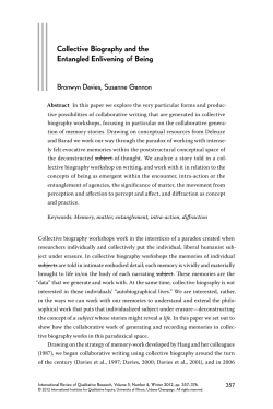 Collective Biography and the Entangled Enlivening of Being