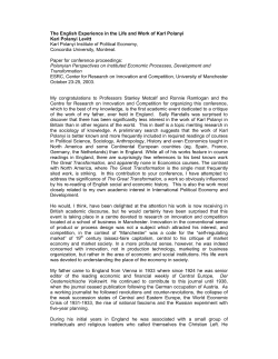 The English Experience in the Life and Work of Karl Polanyi Kari