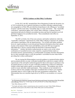 SIFMA Guidance on Rule 506(c) Verification
