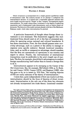 THE MULTINATIONAL FIRM WILFRED J. ETHIER A particular
