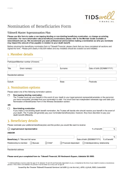 Nomination of Beneficiaries Form - Tidswell Financial Services Ltd