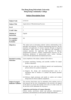 CCN3125 Appreciation of Manufacturing Processes