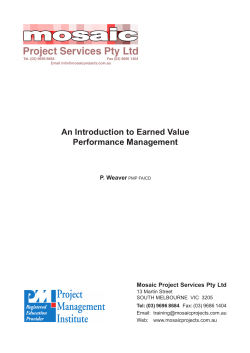 Earned Value Basics - Mosaic Project Services Pty Ltd