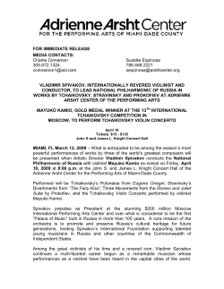 for immediate release vladimir spivakov, internationally revered