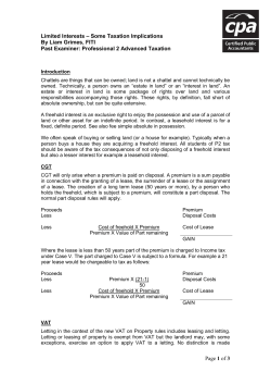 Page 1 of 3 Limited Interests &ndash; Some Taxation Implications By Liam