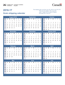 2016-17 Grain shipping calendar