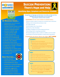 Suicide Prevention: There`s Hope and Help