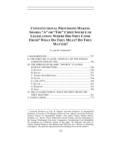 Constitutional Provisions Making Sharia "A" or "The" Chief Source of
