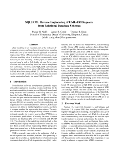 SQL2XMI: Reverse Engineering of UML