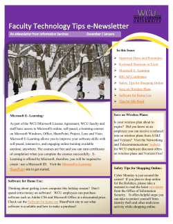 Microsoft E- Learning: As part of the WCU/Microsoft License