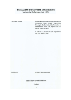 Transcript - Tasmanian Industrial Commission