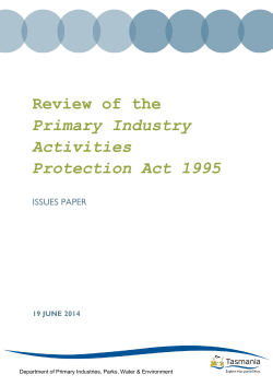 Issues Paper - Department of Primary Industries, Parks, Water and