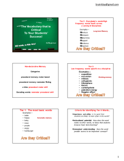 Critical Vocabulary Presntation