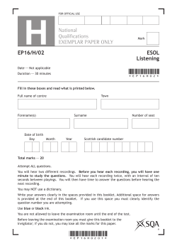 H National Quali  cations EXEMPLAR PAPER ONLY EP16/H