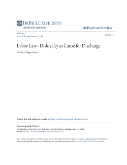 Labor Law - Disloyalty as Cause for Discharge