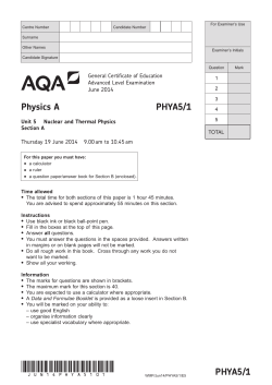 A-level Physics A Question paper Unit 05 - Section 1 Nuclear