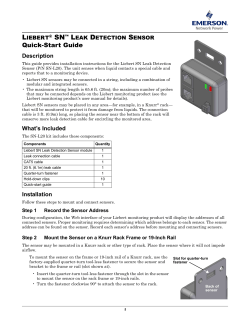 Liebert SN Leak Detection Sensor Quick Start Guide