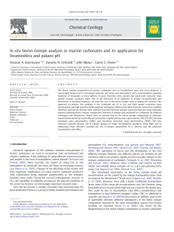 In situ boron isotope analysis in marine carbonates and its
