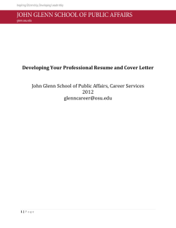 Developing Your Professional Resume and Cover Letter John